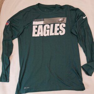 NWOT   NIKE/NFL Large Green Philadelphia Eagles Long Sleeve Dri-Fit T-shirt